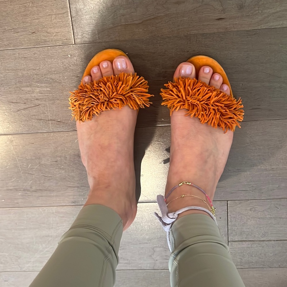 Aquazzura Wild Thing 39 flat sandals orange suede